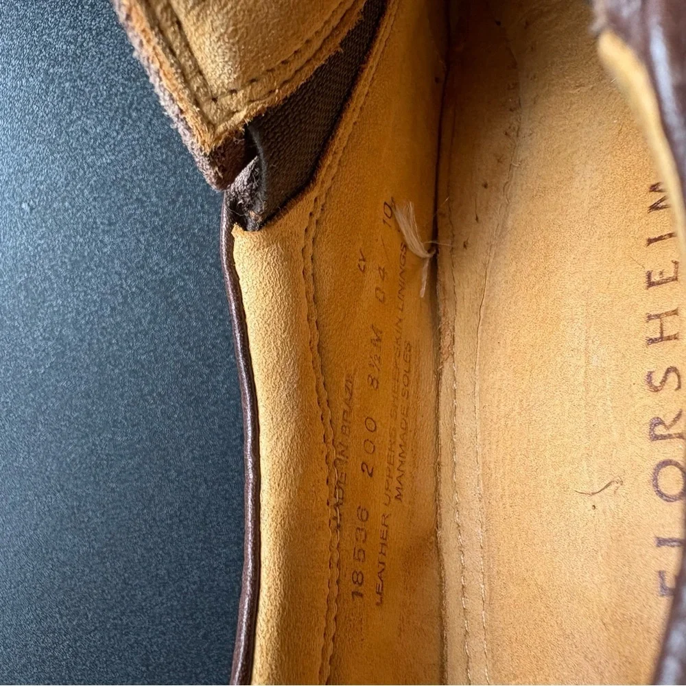 Florsheim‎ Men's Derek Cognac Brown Leather Slip-On Shoes sheepskin office 8.5